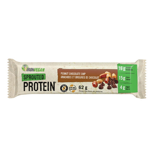 Iron Vegan Sprouted Protein Bar - Peanut Chocolate Chip 62g