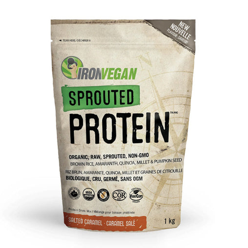 Iron Vegan Organic Sprouted Protein Powder - Salted Caramel 2.2 lbs