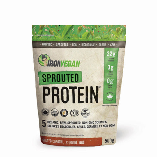 Iron Vegan Organic Sprouted Protein Powder - Salted Caramel 500g