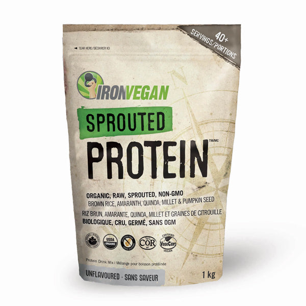 Iron Vegan Organic Sprouted Protein Powder - Unflavored 2.2 lbs