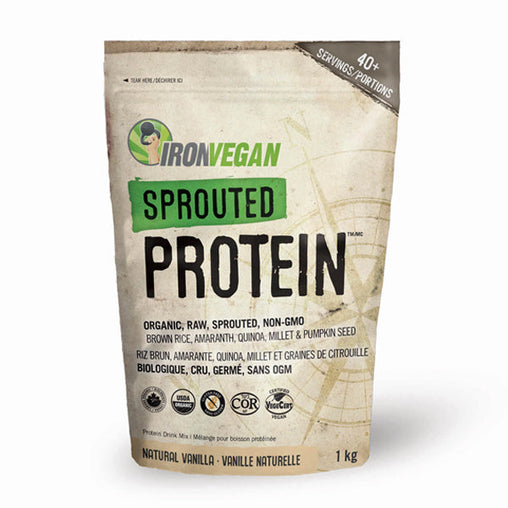 Iron Vegan Organic Sprouted Protein Powder - French Vanilla 2.2 lbs
