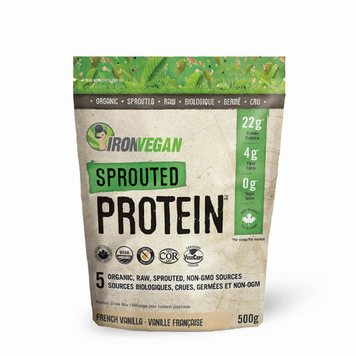 Iron Vegan Organic Sprouted Protein Powder - French Vanilla 500g