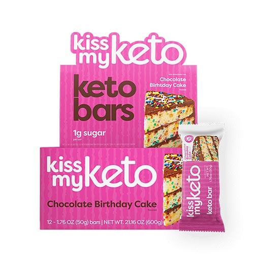 Kiss My Keto Protein Bar Chocolate Birthday Cake 12 Pack