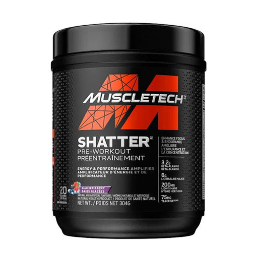 Muscletech Shatter Pre-Workout Glacier Berry Flavor Jar