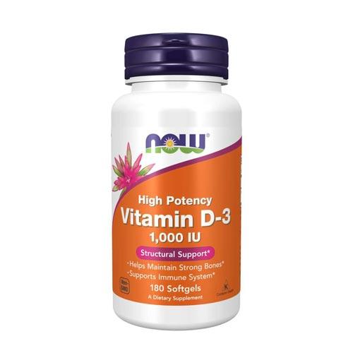 Now Foods Vitamin D-3, 1000 IU (High Potency) 180 Softgels
